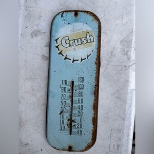 vintage Orange Crush advertising thermometer.